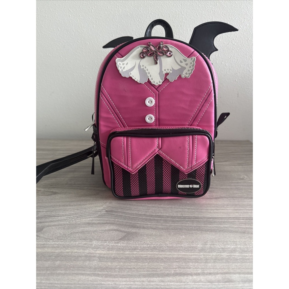 Monster High Draculaura Mini Backpack Purse Handbag Pink Black Bat Wings